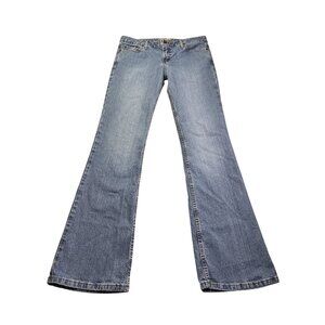 LEI Juniors Bootcut Jeans Size 11 Flap Back Pockets Distressed Medium Wash